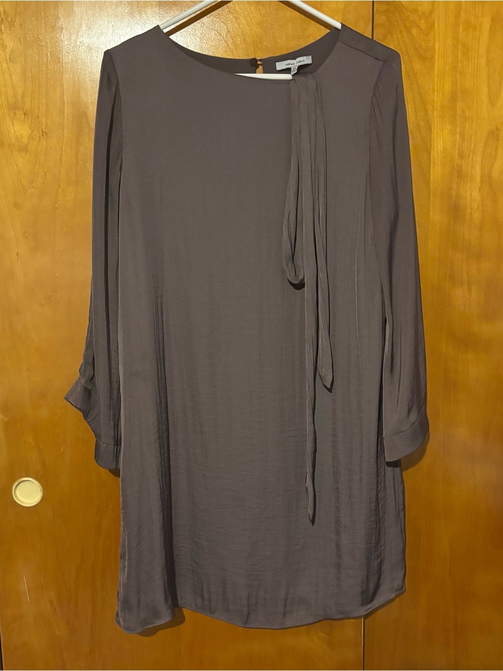 Naked Zebra Mauve Tie-Neck Long Sleeve Tunic